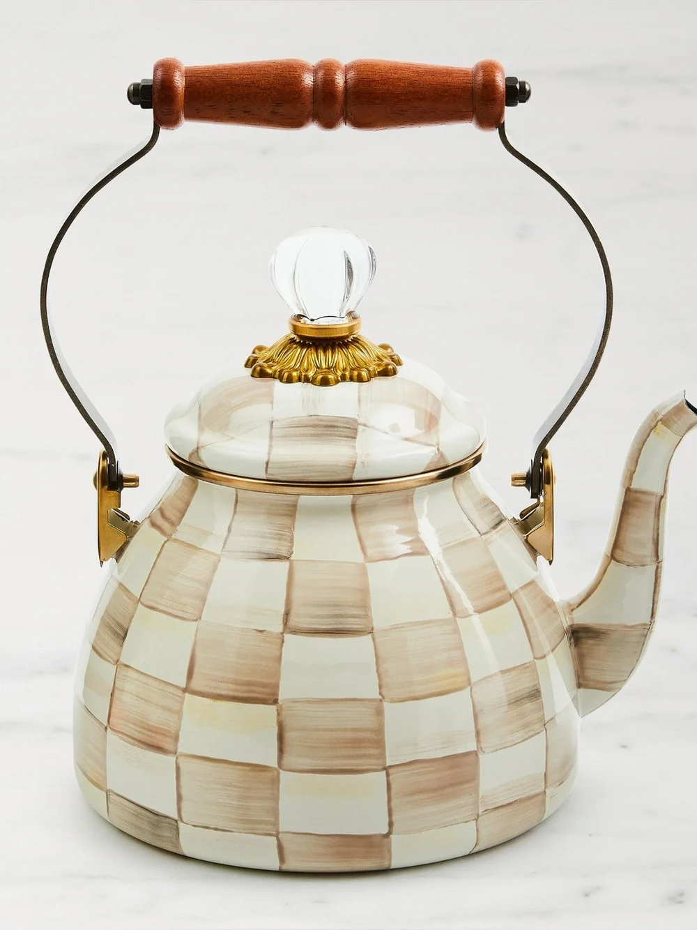 MacKenzie-Childs Mocha Check 2-Qt. Tea Kettle